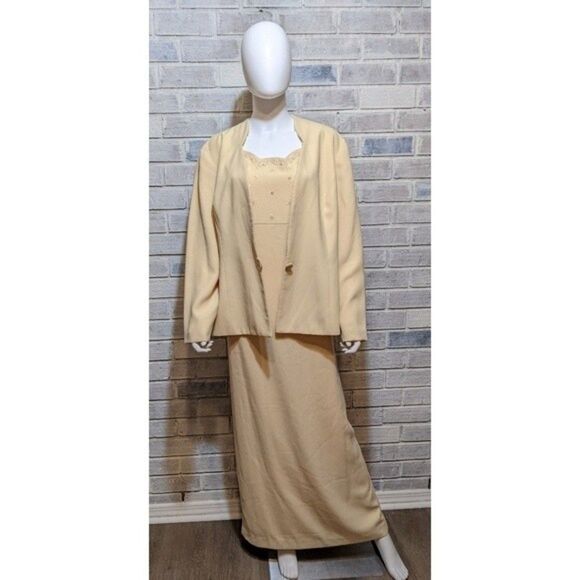 Karen Miller dress with jacket pale formal Bridgerton sz 18 - Picture 4 of 11